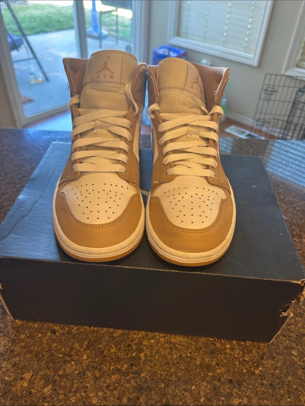 Jordan High Top Sneakers in White and Tan